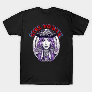 Girl power, violet eyed pirate queen T-Shirt